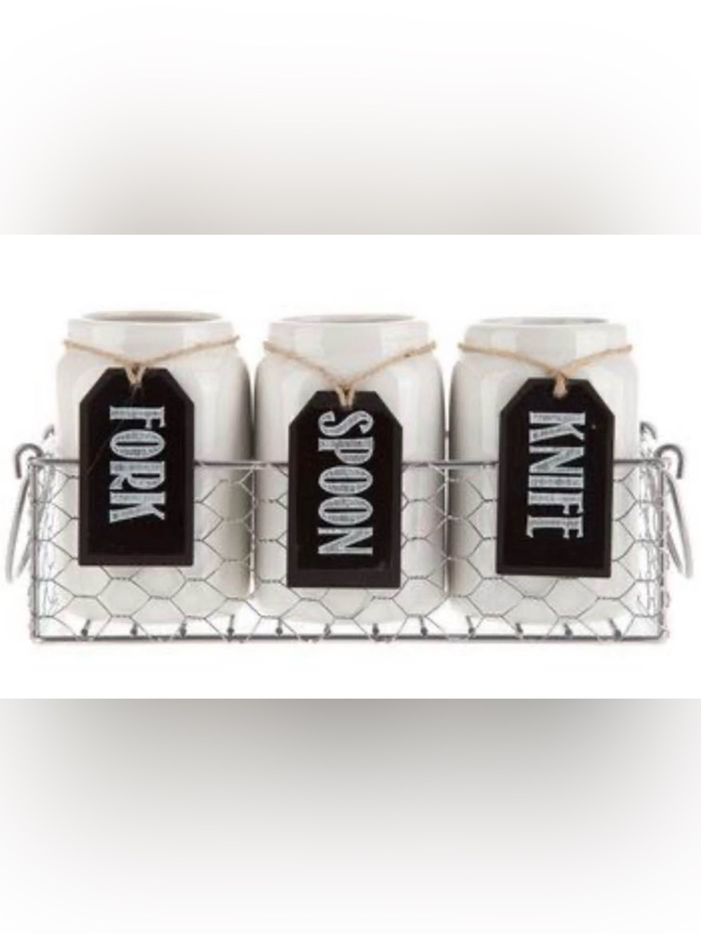 Brand New Farmhouse Ceramic Utensil Caddy Set
